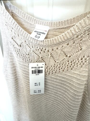 abercrombie kids - Girls Crochet Style Knit Dress - Taupe - NWT - Size: 13/14 - Picture 3 of 4