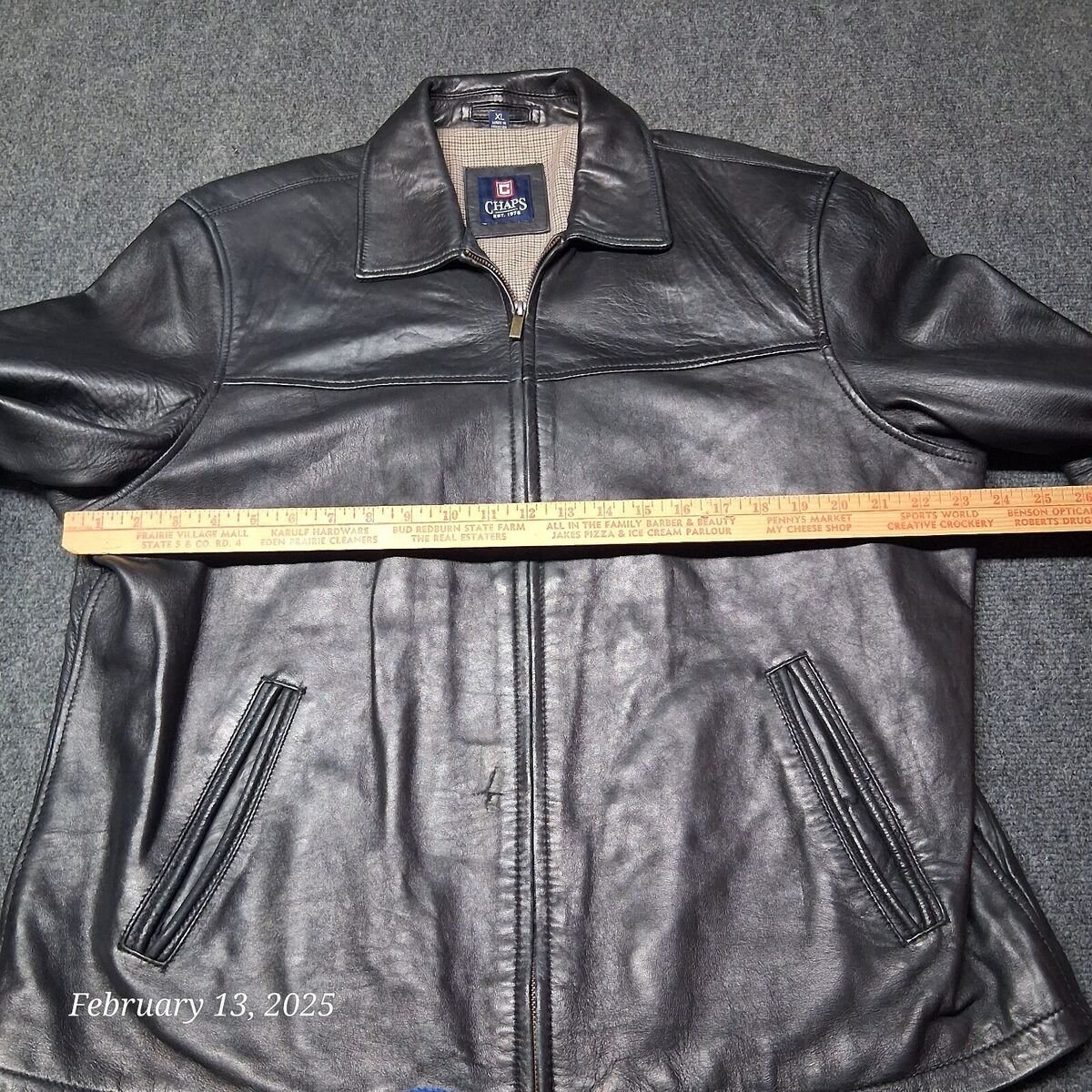CHAPS Ralph Lauren Soft Leather Jacket Men XL Black Full Zip CHAPS Ralph Lauren Soft Leather Jacket Men XL Black Full Zip