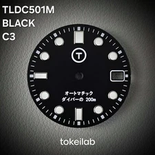 TLDC0501M Black C3 / Seiko Mod Minute Date Dial NH35 4R35 SKX SRPD 28.5 28.5mm