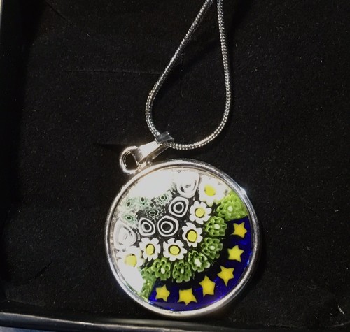 Echt Murano Glas Millefiori Silber Anhänger Kunst Venedig Italien - Bild 3 von 5