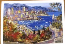 Duaiv Harbor by the Sea Plate Signed Fine Art Lithograph Boats Marina sports art