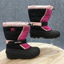 Sorel Snow Boots Youth 4 Pink Flurry Waterproof Ankle Pull On Comfort NY1810589