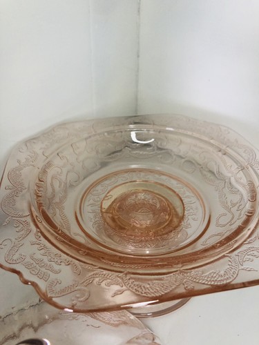 Vintage Indiana Pedestal Domed Depression Glass Candy Dish Madrid pattern Pink - Picture 7 of 8