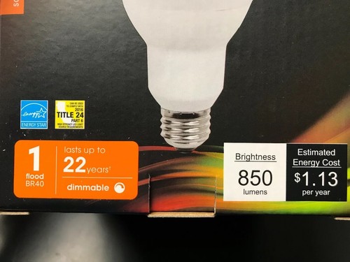 FEIT LED 65W Equivalent 850L Dimmable 2700K Soft White Bulb BR40DM/927CA Var - Picture 8 of 12