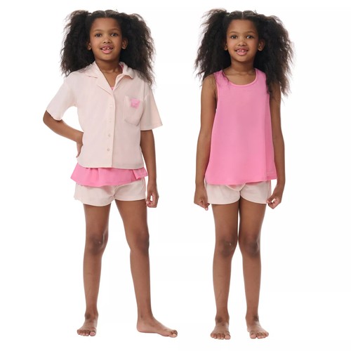 Calvin Klein Ck Pajama SET Girls Boy 3 Piece Shirt-Tank -Shorts Sleepwear Velour - Picture 13 of 72