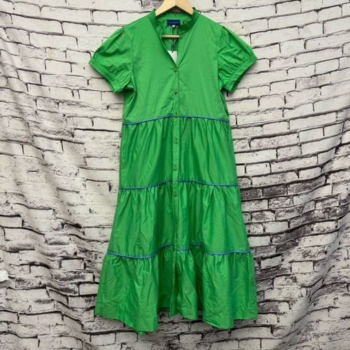 Kia Moore Dress Erin Dress in Kelly Green with Blue Piping Size Medium NWT - Picture 2 of 6