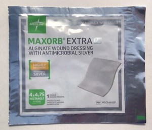 Medline MSC9445EP Maxorb Extra AG Silver Antimicrobial Wound Dressing 10/box