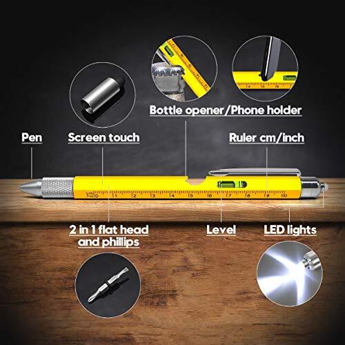 Stocking Stuffers Gifts for Men, 9 in 1 Multitool Pen, Cool Gadgets for Yellow - Picture 3 of 7