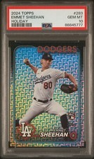 2024 TOPPS EMMET SHEEHAN #283 ROOKIE RC HOLIDAY VARIATION PSA 10 GEM MINT 💎 