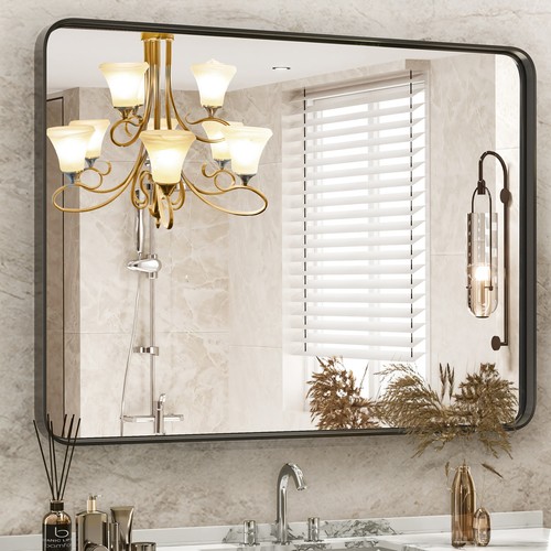 Rectangle Bathroom Vanity Mirror Anti-Rust Metal Frame Wall Mirror - Picture 4 of 15