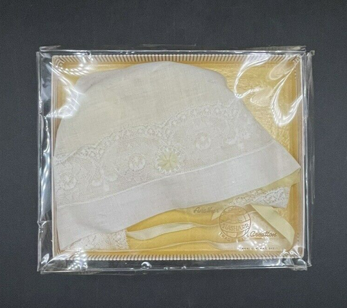 Vintage Nasharr Linen Baby Bonnet Original Box - Picture 6 of 13