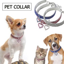 Bling Rhinestone Peach Heart Dog Collars Crystal Puppy Cat Necklaces Pet Collars