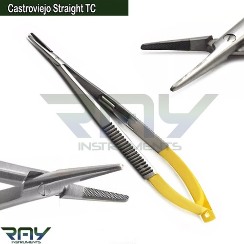 Pinzas de sutura de microcirugía rectas y curvas con soporte de aguja TC Castroviejo - Imagen 2 de 4