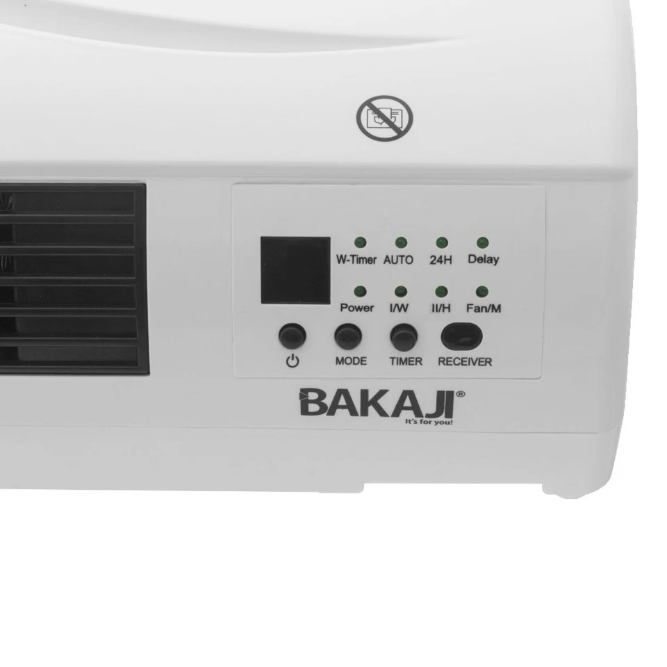 Termoventilatore Ceramico Elettrico a parete Modello Onda 2000W con Timer 24H - Immagine 2 di 4