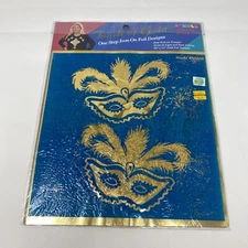 Dizzle Foil Transfer Touch of Gold Iron On Design Masks Vintage 80s 90s Mardi Gr