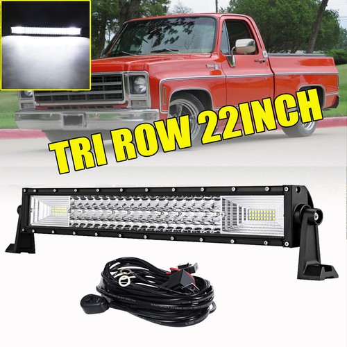 Tri Row 22Inch 1296W LED Light Bar Combo Offroad Driving Fog Lamp Pickup 24" 20" - Picture 1 of 12