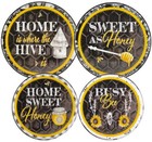 SET OF 4TIN STOVETOP BURNER COVERS(2-10.5",2-8.5")BEES&INSPIRATIONAL MESSAGES,RK