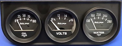 #ad Auto Meter Autogage 2348 Black Three Gauge Consol Oil Pressure Volt Water Temp $79.97