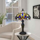 Tiffany Diamond Style 10-inch Table Lamp Stained Glass Handcrafted Multicolor UK