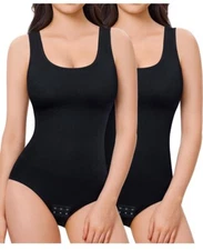 Nebility Womens' Bodysuit 2 Pack Shapewear Tummy Control Black Large 3X 4x 14 16