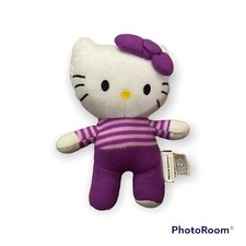 2013 Fiesta Sanrio Hello Kitty Purple Striped Shirt Bow Plush Stuffed Toy 6 Inch