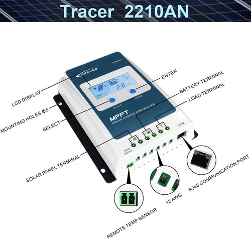 EPEVER 10A 20A 30A 40A MPPT Solar Charge Controller  12V/24V Auto Max PV 100V - Picture 10 of 38