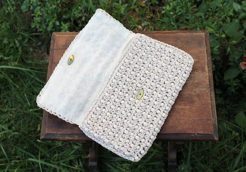 1960s Magid Italian Raffia and Bead Mid Century MCM Clutch Handbag Purse - Italy - Picture 3 of 8