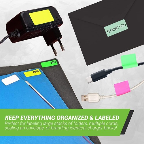 Fluorescent Neon Color Stickers Permanent Adhesive Rectangular Labels 400 Pack  - Bild 2 von 11