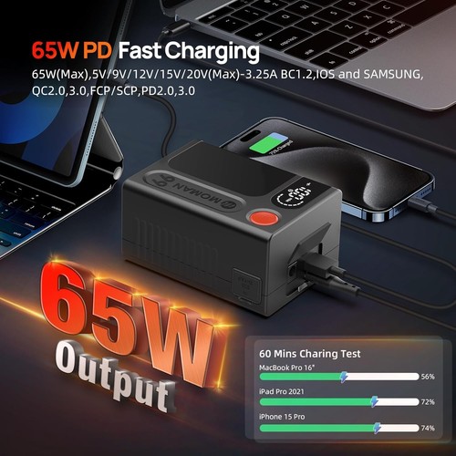 Batteria Montaggio a V, Moman Power 99 Touch Mini V-Lock Batteria 99Wh/6900mAh - Foto 6 di 9