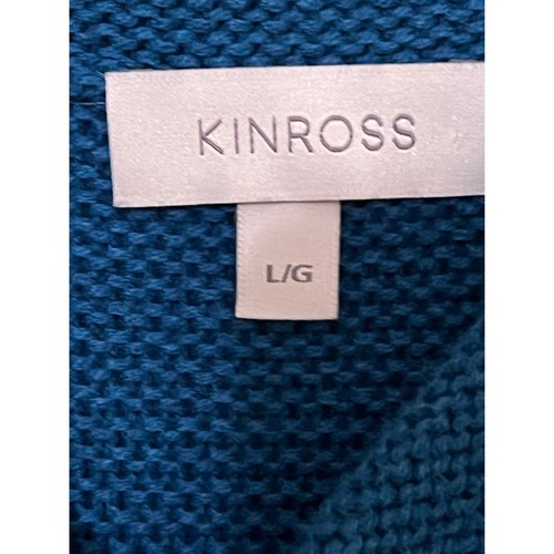 Suéter cárdigan con botones de algodón azul Kinross para mujer L/G - Imagen 2 de 10