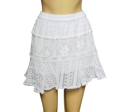 Love Shack Fancy Diamond White Skirt M 8 Women Casual Lace Boho Mini NEW 40690 - Picture 4 of 9