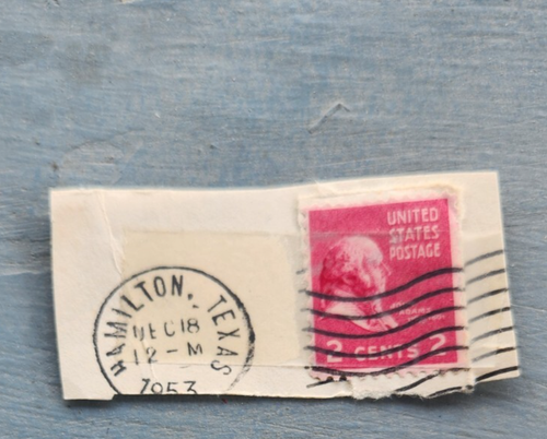 3 John Adams Red 2 Cent, Washington 1 cent, & extra Stamps Postcard 1953 Vintage - 第 2/4 張圖片