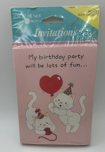 Saluti Americani Gatti Vintage Inviti Festa Compleanno Forget Me Not 8ct - Foto 1 di 8