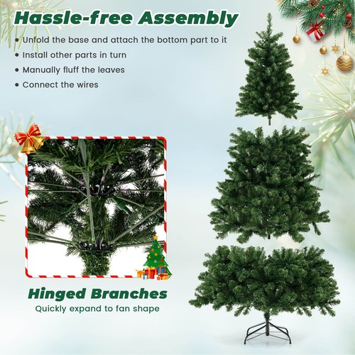 Topbuy 6' Spruce Hinged Tree Pre-Lit Artificial PVC Christmas Tree W/ 560 Lights - Picture 8 of 10