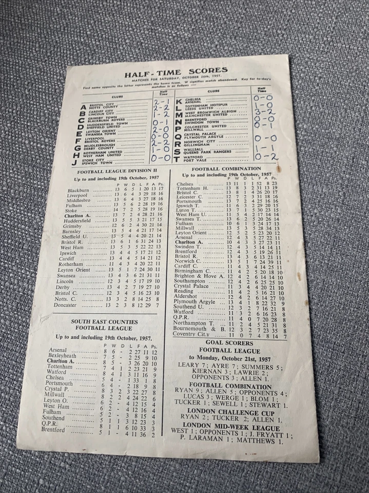 (J) Div 2 Charlton v Fulham 26.10.1957 - Image 3 of 3