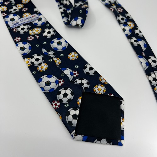 Corbata vintage de la Copa Mundial de Fútbol Francia 98 para hombre camisa azul corbata años 90 pelota deportiva - Imagen 7 de 7
