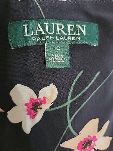 LAUREN RALPH LAUREN $149 Slinky Stretch Floral Bell Sleeve Shirred Dress 10 - Picture 9 of 9