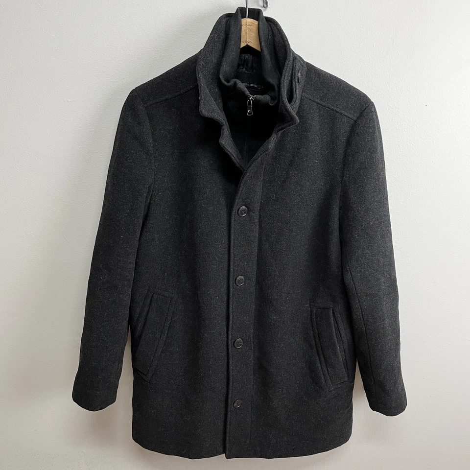 Sobretudo masculino Calvin Klein Coleman mistura de lã carvão US$ 395 P - Imagem 2 de 4