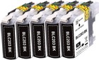 5P CZARNY atrament do drukarki + chip pasuje do Brother LC203 MFC J680DW J460DW J5320DW J480DW 