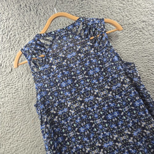 Jeanswest Womens Blouse Top Size 10 Blue White Floral Sleeveless V-Neck - Picture 8 of 13