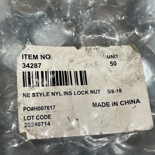 Qty 50 New 5/8-18, 34287 Nylon Insert Lock Nut LOT - Picture 2 of 3