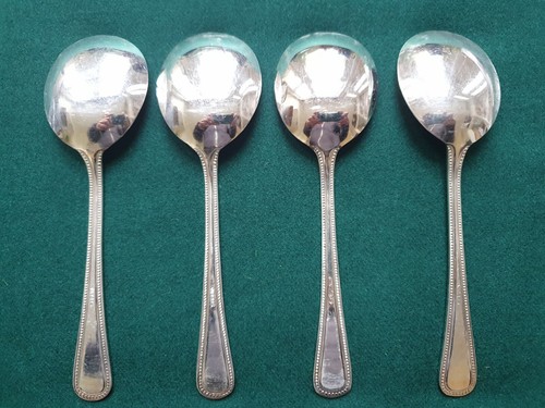 Vintage VINERS Bead Soup Spoon x 4 Silver Plated EPNS Cutlery - Picture 3 of 4