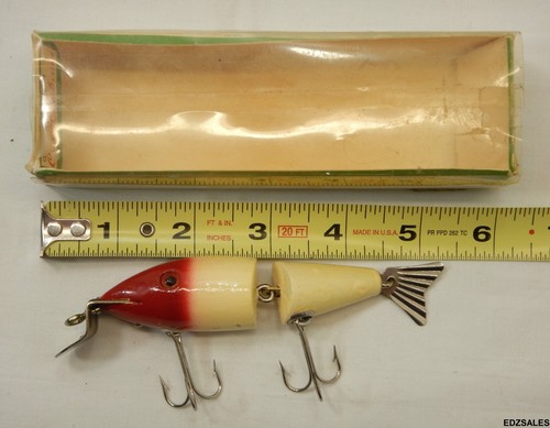 Creek Chub Bait Vintage 2401 Jointed Wigglefish Red/White Fishing Lure - Picture 7 of 12