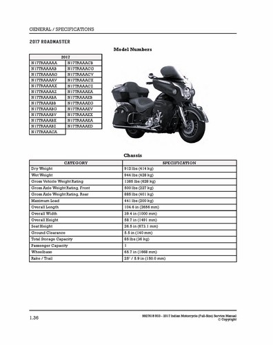 3 Hole Paper Service Work Shop Repair Manual 2017 Indian Chief Vintage - Picture 10 of 13
