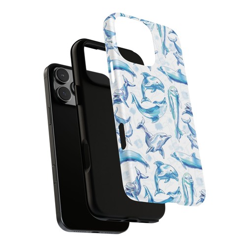 Dolphin Splash Phone Case - Soft Blue Watercolor Style Art - Wrap Print - Picture 4 of 177
