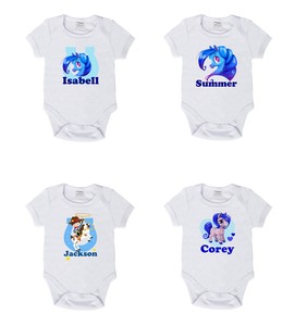PERSONALISED BABY HORSE ROMPER SHORT SLEEVE SUIT GIRLS /& BOYS BRAND NEW