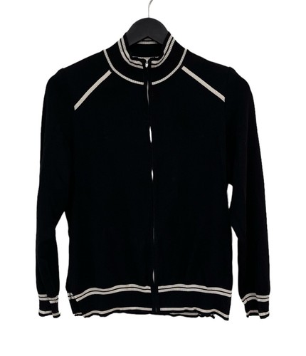 Exclusively Misook Black & White Trim Design Zip Up Sweater / jacket S - Picture 1 of 6
