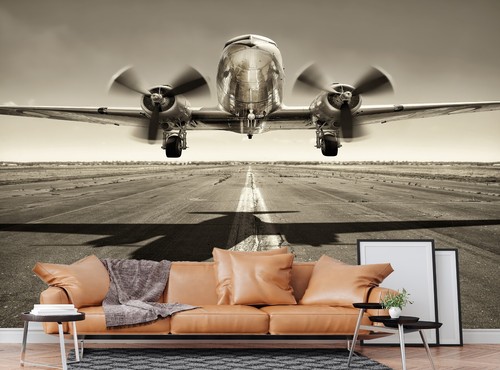 Airplane Wallpaper Photo Wall Mural Runway Transport Decor Paper Poster Office - Imagen 3 de 8