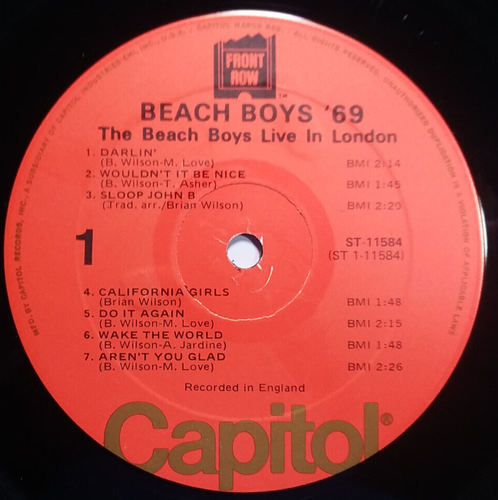 BEACH BOYS '69 -The Beach Boys Live In London -Vinyl LP 1976-Capitol ST-11584 - Imagen 4 de 6