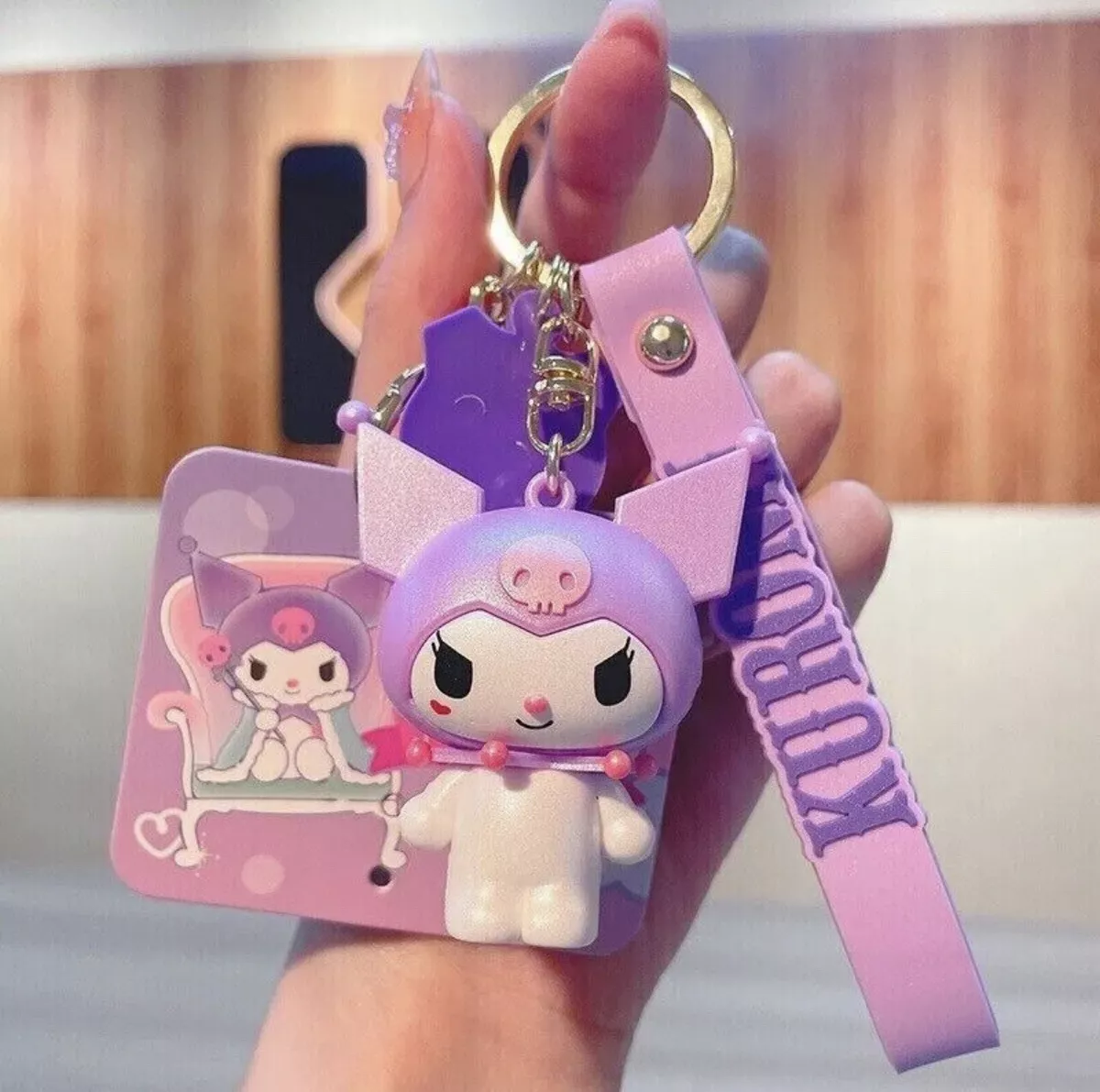 Sanrio Character Kuromi Purple Keychain Charm 3D Figure, PVC Key Ring,  Ships USA